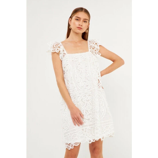 Endless Rose Flounce Laced Mini Dress Dresses White