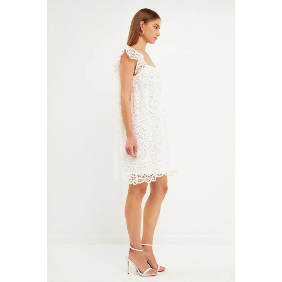 Endless Rose Flounce Laced Mini Dress Dresses White - Image 3