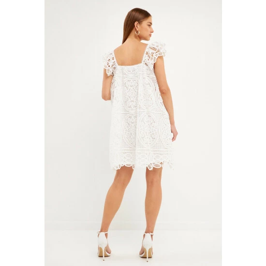 Endless Rose Flounce Laced Mini Dress Dresses White - Image 4