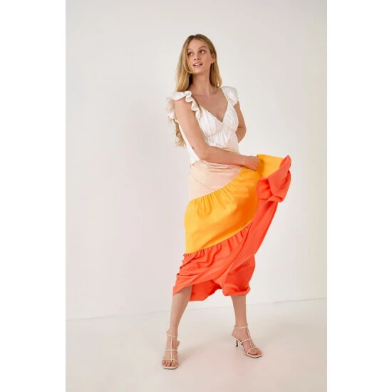 Endless Rose Sunset Colorblock Maxi Dress Dresses Orange - Image 2