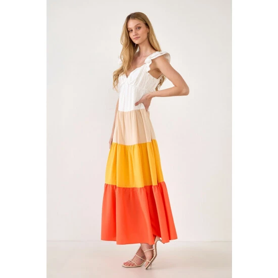 Endless Rose Sunset Colorblock Maxi Dress Dresses Orange - Image 4