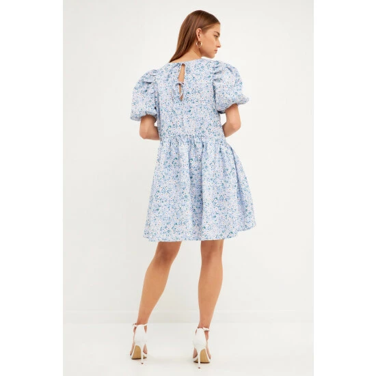 Endless Rose Floral Jacquard High Low Dress Dresses Blue - Image 4