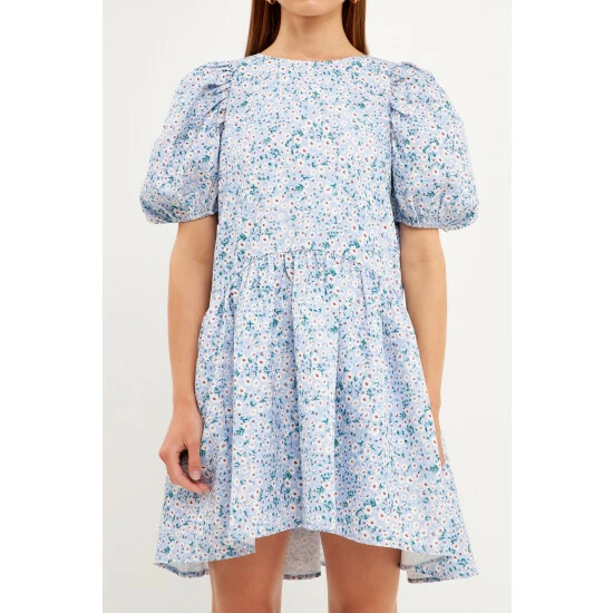 Endless Rose Floral Jacquard High Low Dress Dresses Blue - Image 5