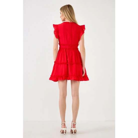Endless Rose Ruffle Sleeve Mini Dress Dresses Red 4 Endless Rose Ruffle Sleeve Mini Dress Dresses Red - Image 4
