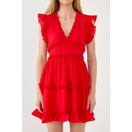 Endless Rose Ruffle Sleeve Mini Dress Dresses Red 5 Endless Rose Ruffle Sleeve Mini Dress Dresses Red - Image 5