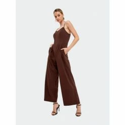 Endless Rose Adjustable Bustier Wide Leg Jumpsuit Jumpsuits & Rompers Chocolate