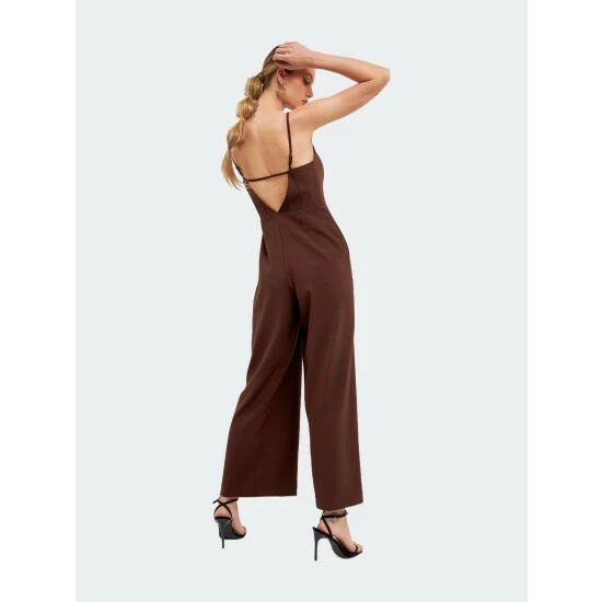 Endless Rose Adjustable Bustier Wide Leg Jumpsuit Jumpsuits & Rompers Chocolate - Image 3