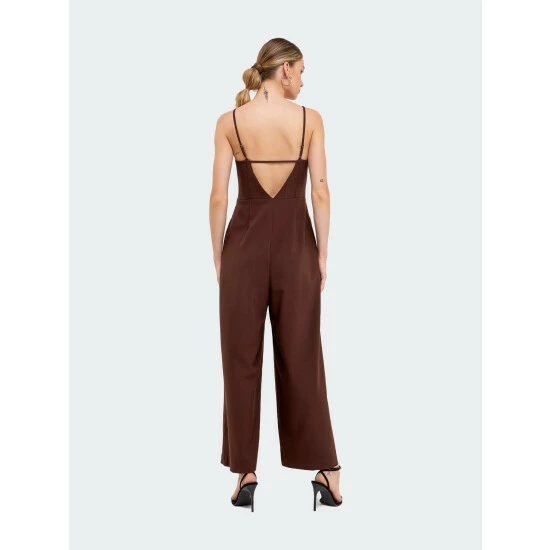 Endless Rose Adjustable Bustier Wide Leg Jumpsuit Jumpsuits & Rompers Chocolate - Image 4