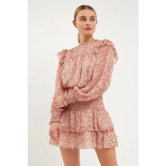 Endless Rose Floral Stripe Chiffon Dress Dresses Pink/multi