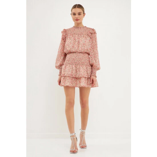 Endless Rose Floral Stripe Chiffon Dress Dresses Pink/multi - Image 2