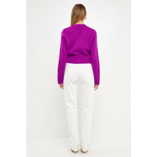 Endless Rose Jewelry Button Cardigan Sweatshirts & Sweaters Purple - Image 4