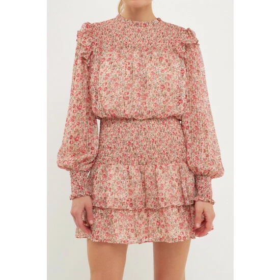 Endless Rose Floral Stripe Chiffon Dress Dresses Pink/multi - Image 5