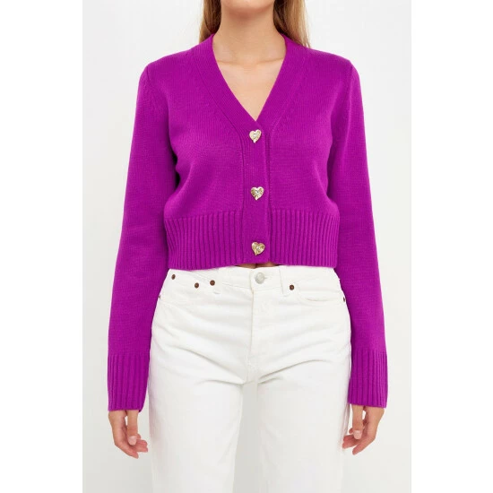 Endless Rose Jewelry Button Cardigan Sweatshirts & Sweaters Purple - Image 5