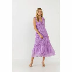 Endless Rose Flowy Maxi Dress With Ruffle Dresses Lilac