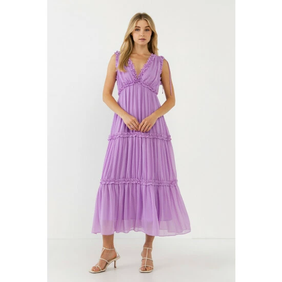Endless Rose Flowy Maxi Dress With Ruffle Dresses Lilac - Image 2