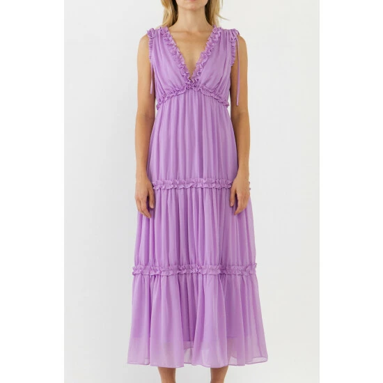 Endless Rose Flowy Maxi Dress With Ruffle Dresses Lilac - Image 5