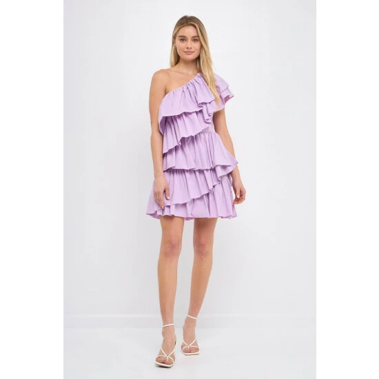 Endless Rose One Shoulder Ruffled Mini Dress Dresses Pink - Image 6