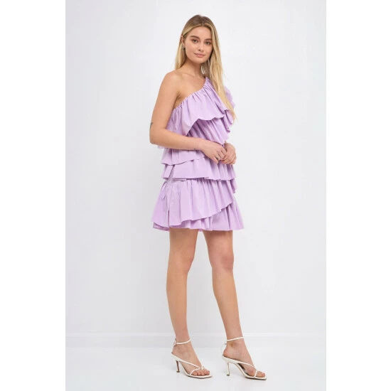 Endless Rose One Shoulder Ruffled Mini Dress Dresses Pink - Image 7