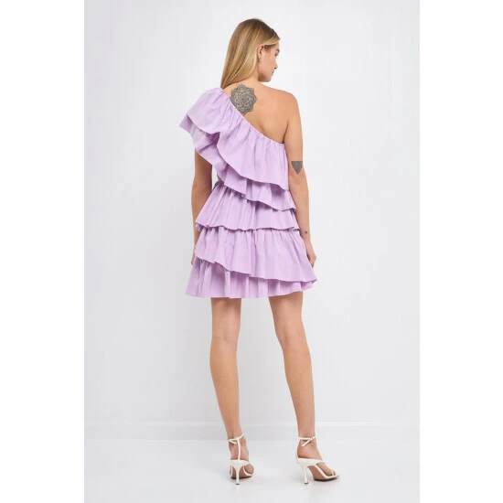 Endless Rose One Shoulder Ruffled Mini Dress Dresses Pink - Image 8