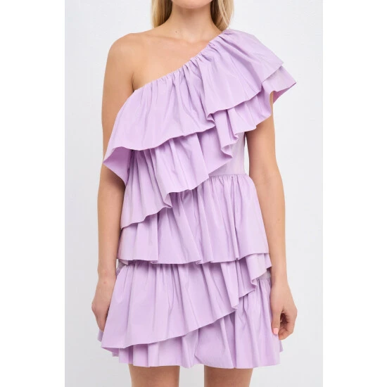 Endless Rose One Shoulder Ruffled Mini Dress Dresses Pink - Image 9