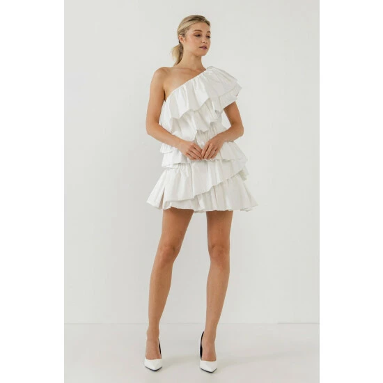 Endless Rose One Shoulder Ruffled Mini Dress Dresses Pink - Image 10