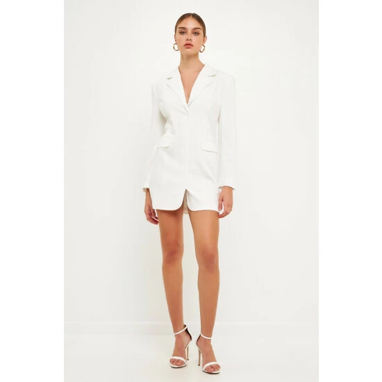 Endless Rose Collared Dress With Open Back Detail Dresses White - Image 10