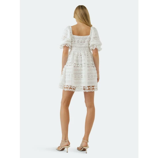 Endless Rose Lace Puff Mini Dress Dresses White - Image 4