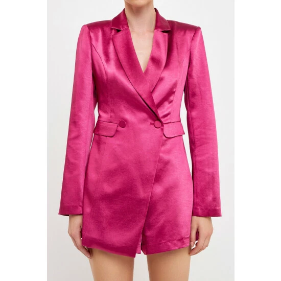 Endless Rose Satin Blazer Romper Clothing Black - Image 9