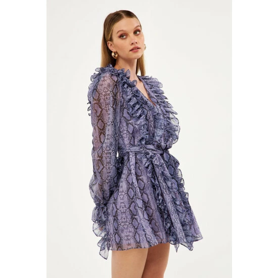 Endless Rose Button Down Ruffle Mini Dress - Purple Multi Dresses - Image 4