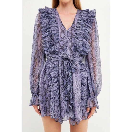 Endless Rose Button Down Ruffle Mini Dress - Purple Multi Dresses - Image 5