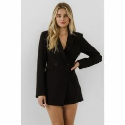 Endless Rose Blazer Romper Jumpsuits & Rompers Black