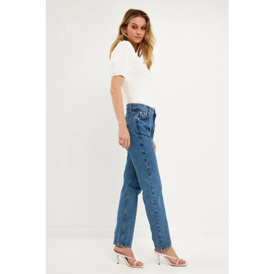 Endless Rose Knit Square Neck Puff Top Tops White - Image 7