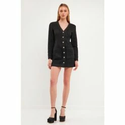 Endless Rose Textured Button Down Dress Dresses