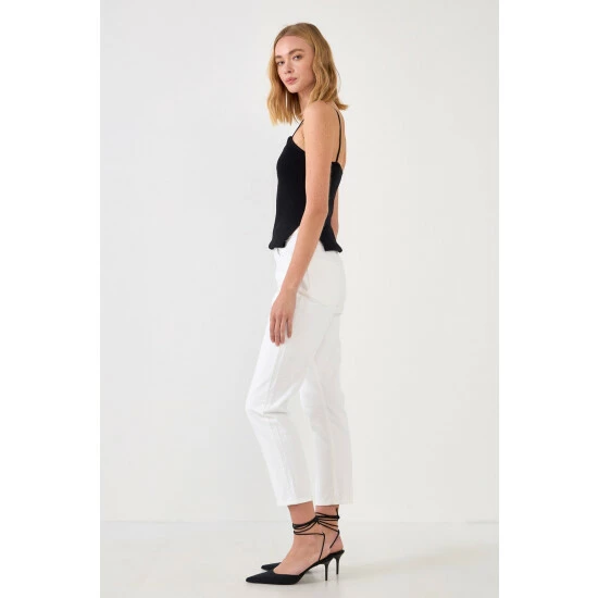 Endless Rose Elevated Corset Knit Cami Tops Ivory - Image 3