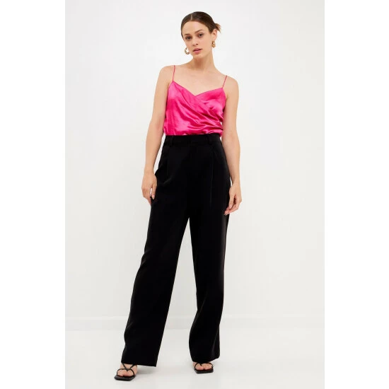 Endless Rose Wrap Cowl Neck Satin Top - Fuchsia Tops 2 Endless Rose Wrap Cowl Neck Satin Top - Fuchsia Tops - Image 2