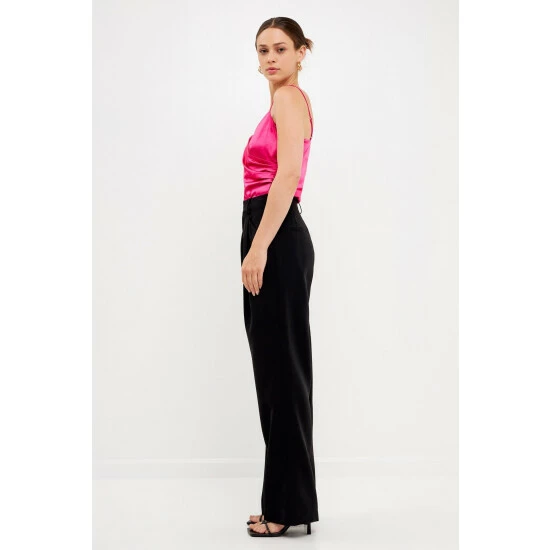 Endless Rose Wrap Cowl Neck Satin Top - Fuchsia Tops 3 Endless Rose Wrap Cowl Neck Satin Top - Fuchsia Tops - Image 3