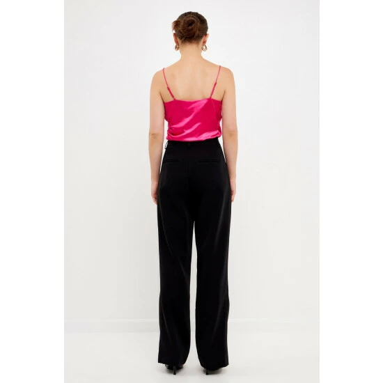 Endless Rose Wrap Cowl Neck Satin Top - Fuchsia Tops 4 Endless Rose Wrap Cowl Neck Satin Top - Fuchsia Tops - Image 4