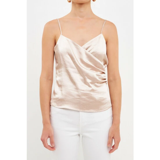 Endless Rose Wrap Cowl Neck Satin Top - Fuchsia Tops 9 Endless Rose Wrap Cowl Neck Satin Top - Fuchsia Tops - Image 9