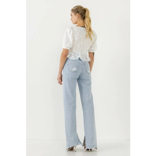 Endless Rose Texture Detail Button Down Top Tops White - Image 3