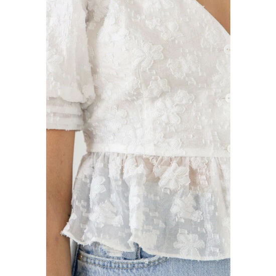Endless Rose Texture Detail Button Down Top Tops White - Image 6