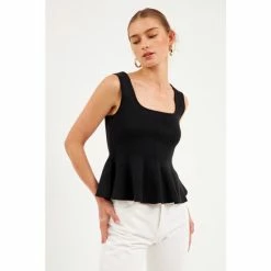 Endless Rose Flare Detail Knit Tank Top Tops Purple