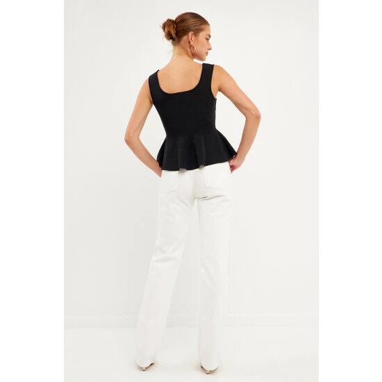 Endless Rose Flare Detail Knit Tank Top Tops Purple - Image 4