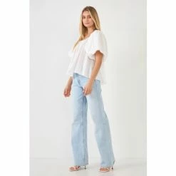 Endless Rose Pleated Puff Sleeve Top - White And Yellow Tops -Endless Rose Shop unnamed file 1306