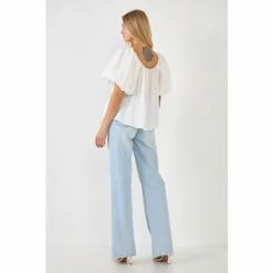 Endless Rose Pleated Puff Sleeve Top - White And Yellow Tops -Endless Rose Shop unnamed file 1307