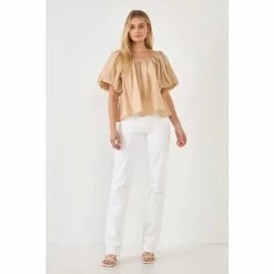 Endless Rose Pleated Puff Sleeve Top - White And Yellow Tops -Endless Rose Shop unnamed file 1308