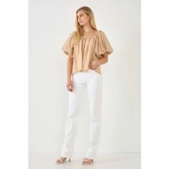 Endless Rose Pleated Puff Sleeve Top - White And Yellow Tops -Endless Rose Shop unnamed file 1309