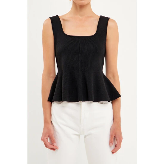 Endless Rose Flare Detail Knit Tank Top Tops Purple - Image 5