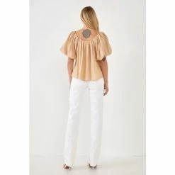 Endless Rose Pleated Puff Sleeve Top - White And Yellow Tops -Endless Rose Shop unnamed file 1310