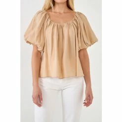 Endless Rose Pleated Puff Sleeve Top - White And Yellow Tops -Endless Rose Shop unnamed file 1311
