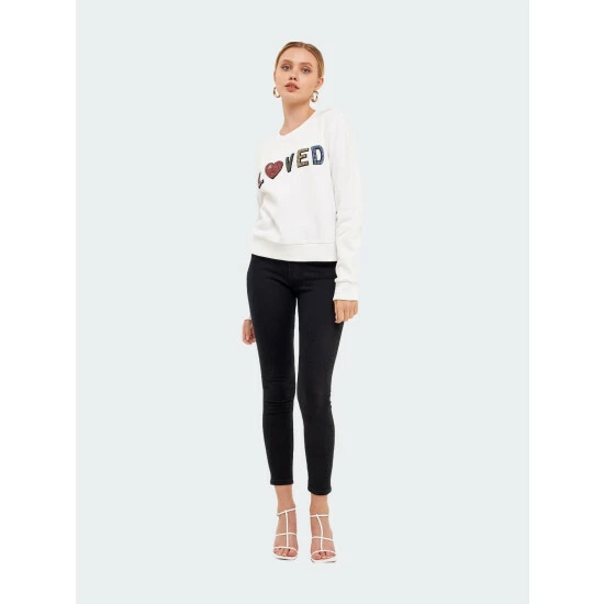 Endless Rose Embellishment Lettering Sweatshirt Sweatshirts & Sweaters White - Image 2